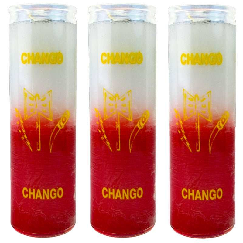 7 Day Candle, Orisha Chango (White/Red)