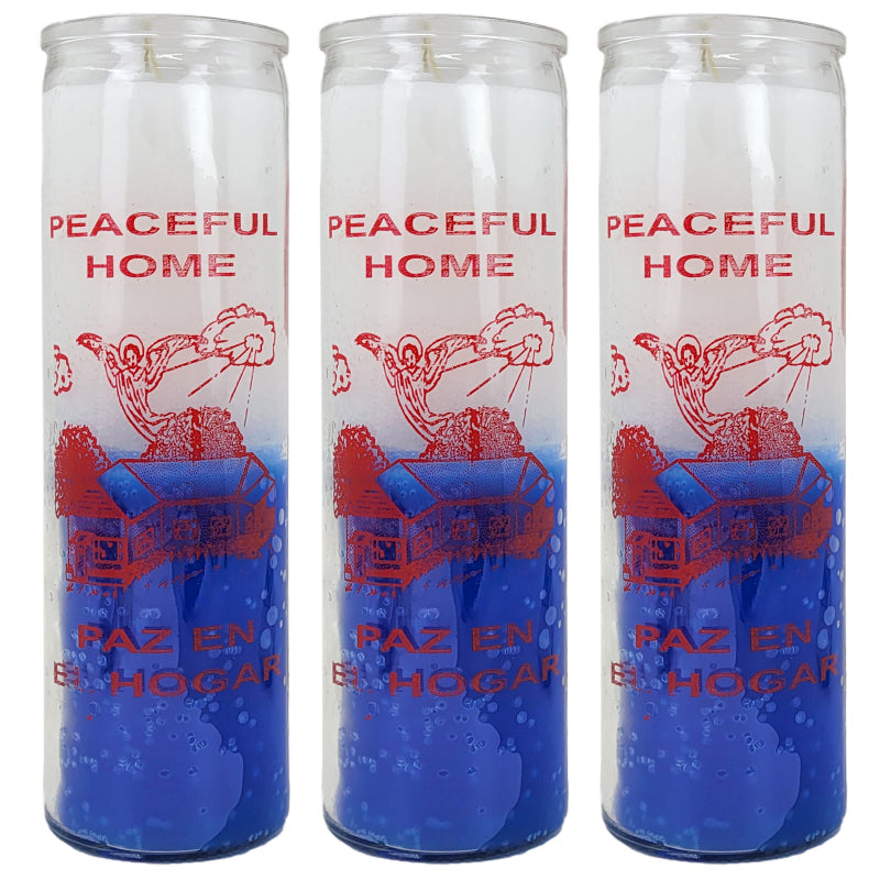 7 Day Candle, Peaceful Home (White/Blue)