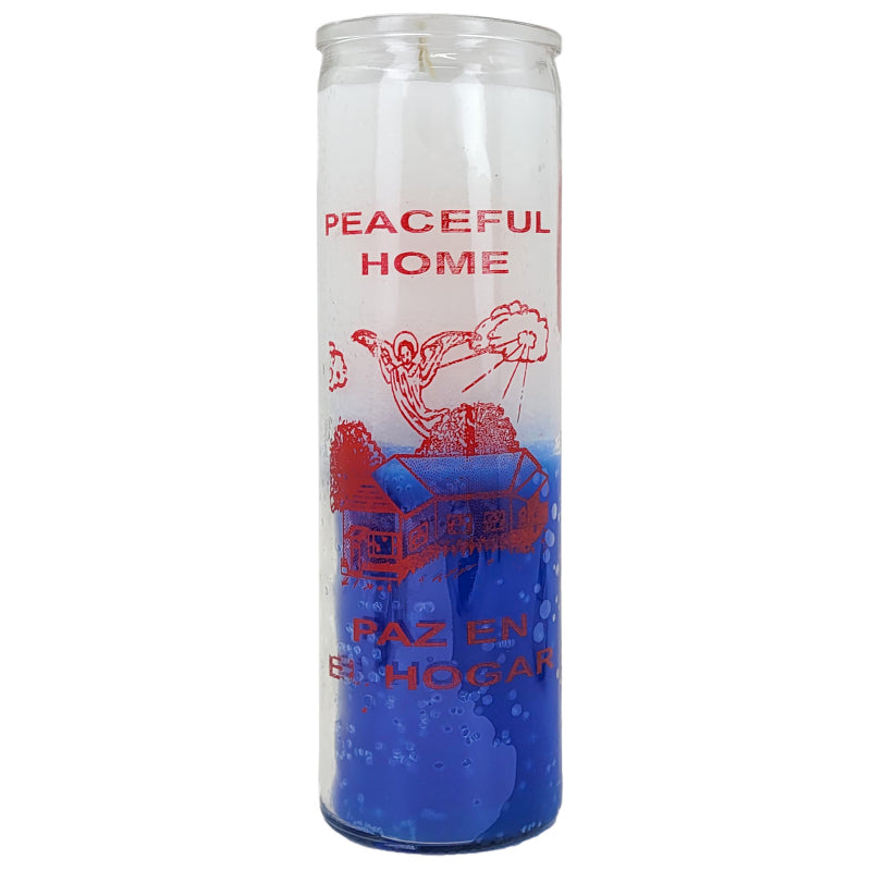 7 Day Candle, Peaceful Home (White/Blue)