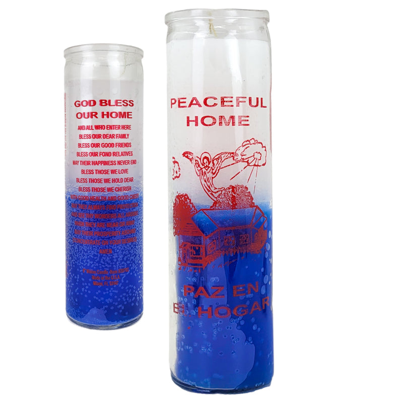 7 Day Candle, Peaceful Home (White/Blue)