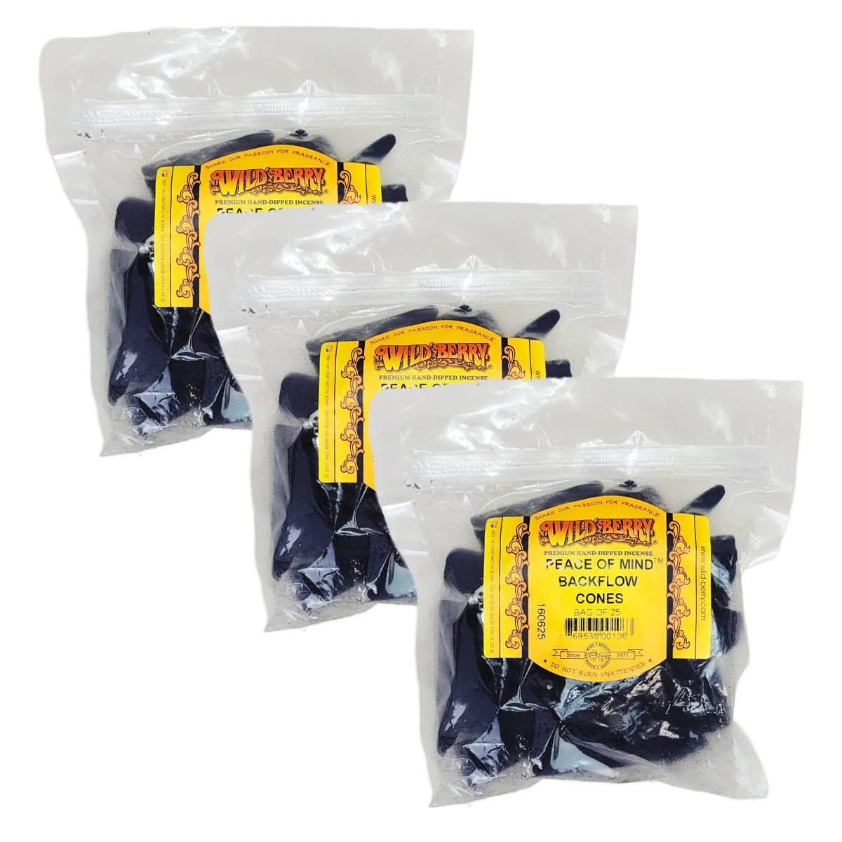 Backflow Peace of Mind Wild Berry Incense Cones, 25ct Packs
