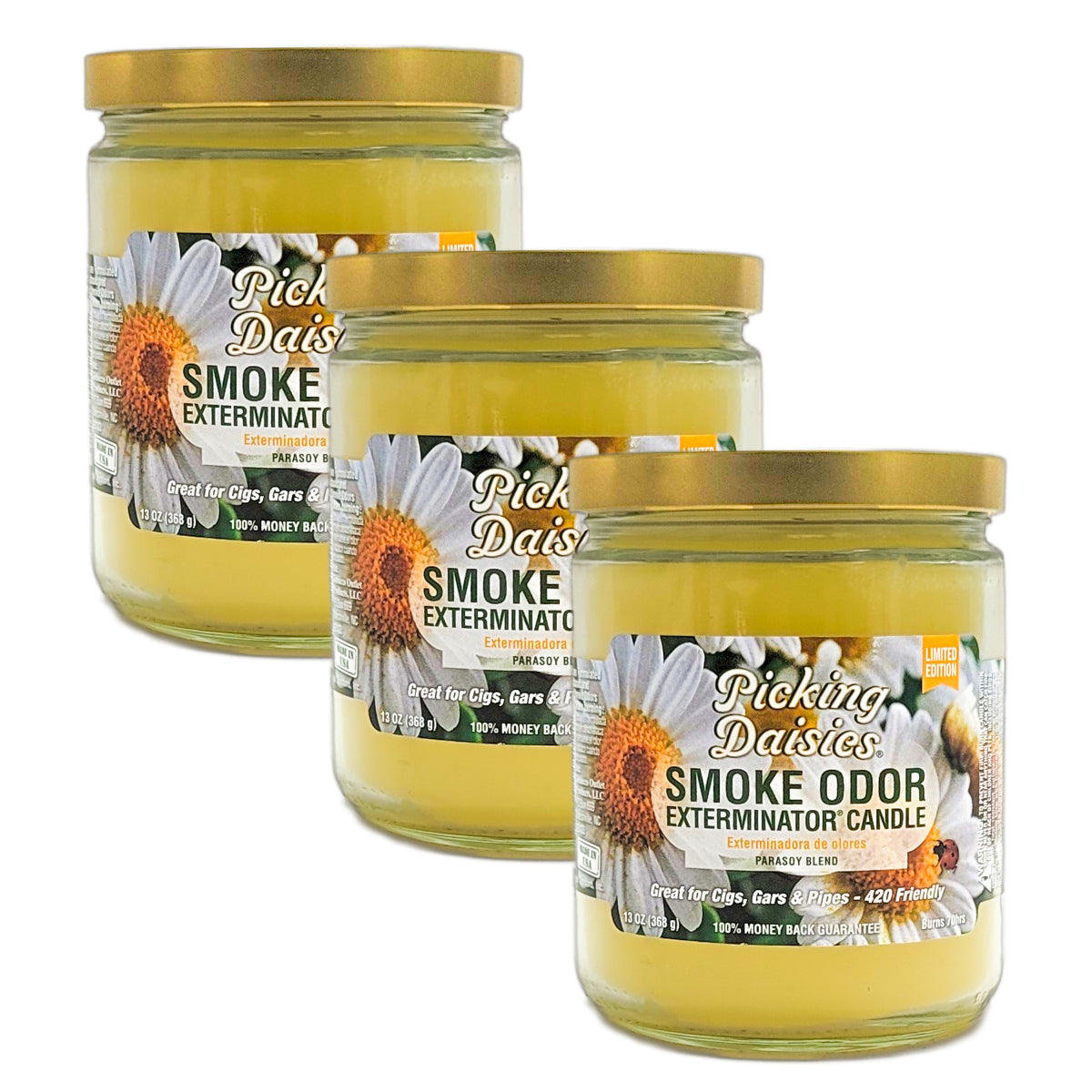 Picking Daisies 4" Odor Exterminator Glass Jar Candle 13oz