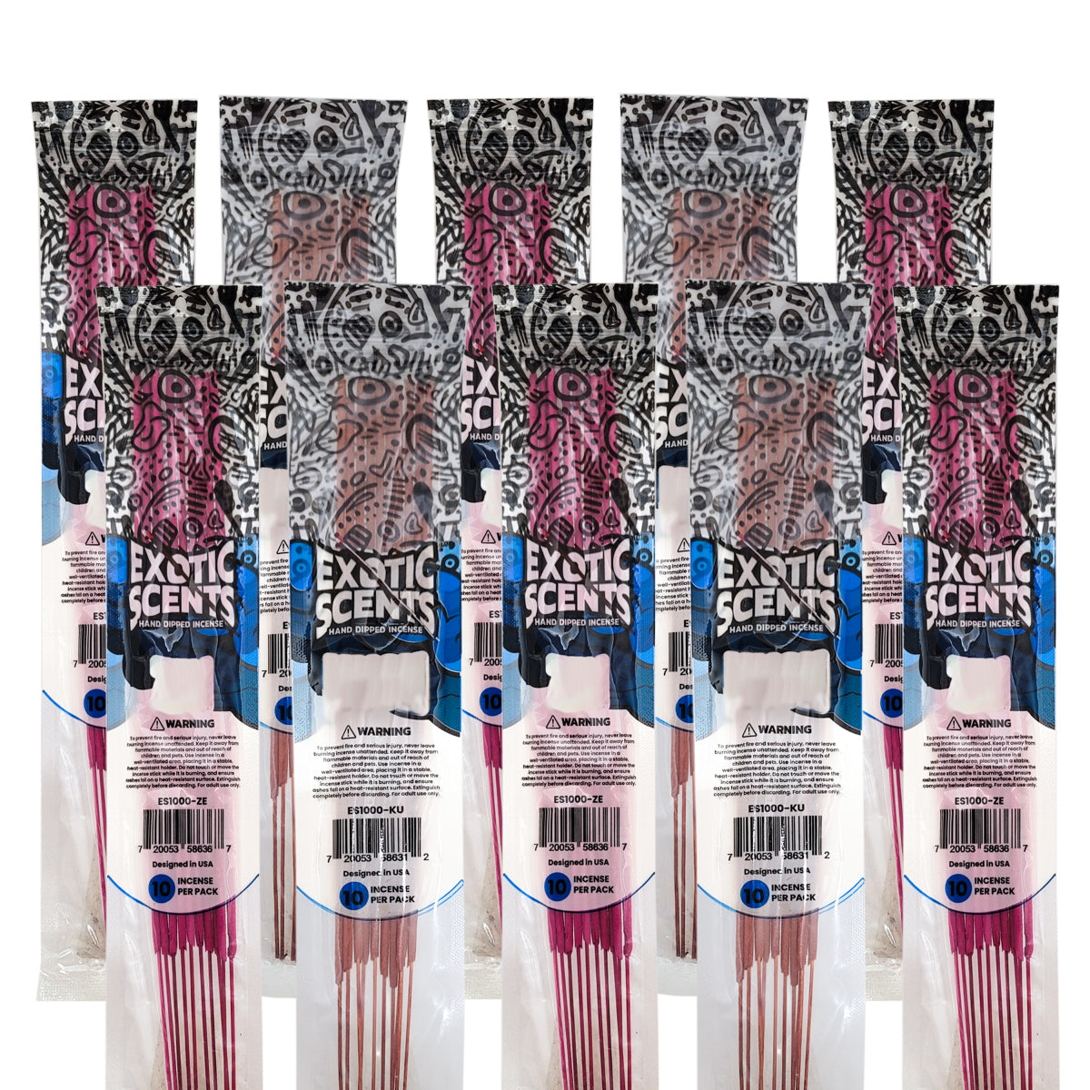 10 Packs Assorted 11" Exotic Scents Incense