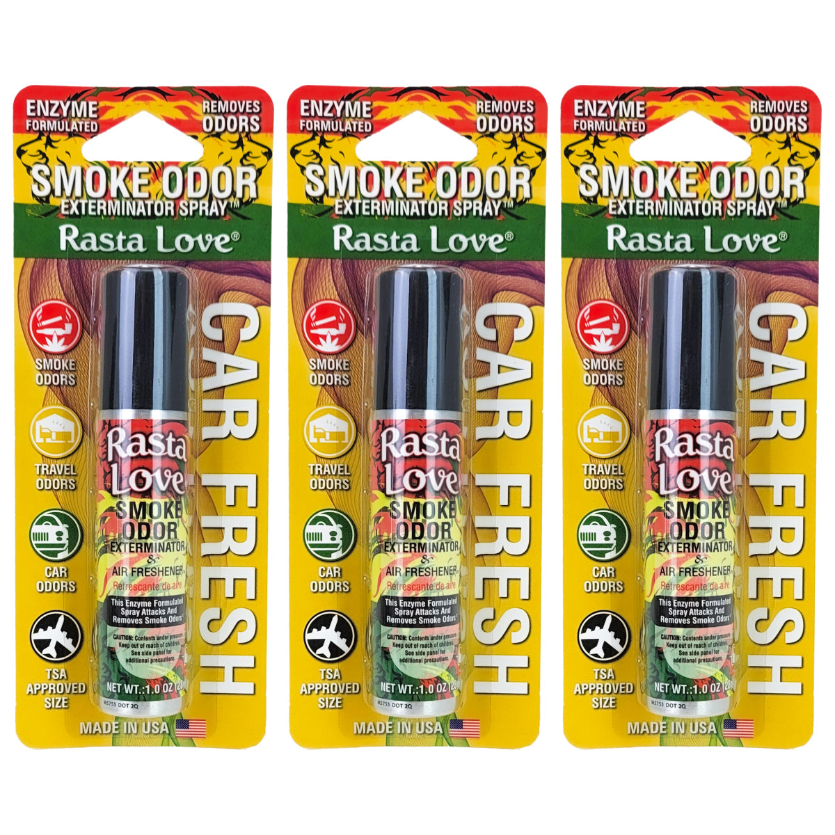 Rasta Love Travel 1oz Smoke Odor Exterminator Spray Aerosol Mini Can, by Tobacco Outlet Products