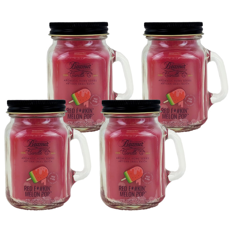 MINI 3" Red F*#kin' Melon Pop Jar Candle, 4oz Aromatic Home Series, by Beamer Candle Co