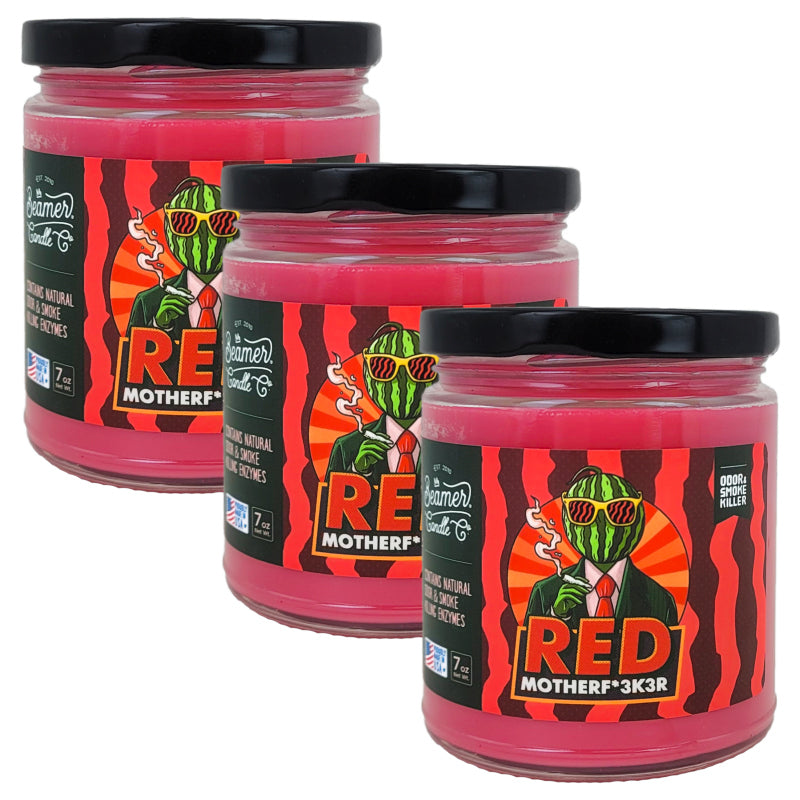 3.5" Red Motherf*#ker Glass Jar Candle, 7oz Odor & Smoke Killer, by Beamer Candle Co