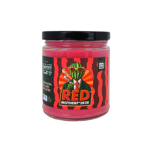 3.5" Red Motherf*#ker Glass Jar Candle, 7oz Odor & Smoke Killer, by Beamer Candle Co