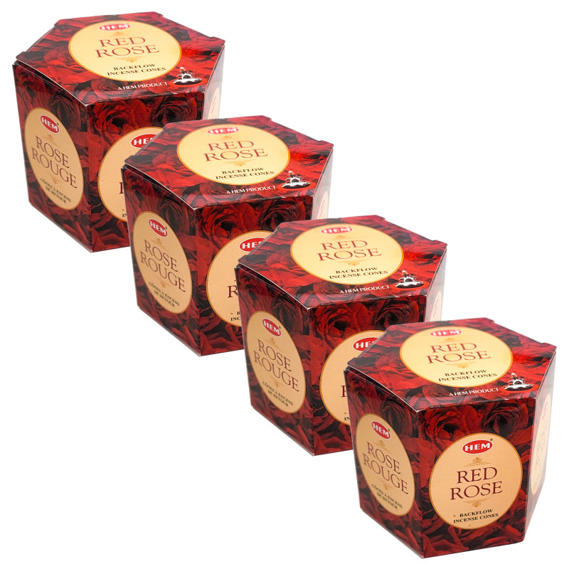 HEM Backflow Incense Cones, 40 Cone Pack, Red Rose