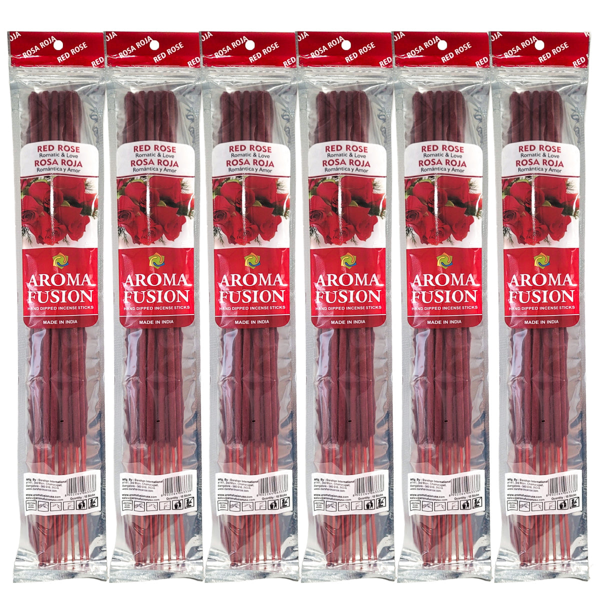 Red Rose Scent Aroma Fusion 19" Jumbo Incense, 10-Stick Pack