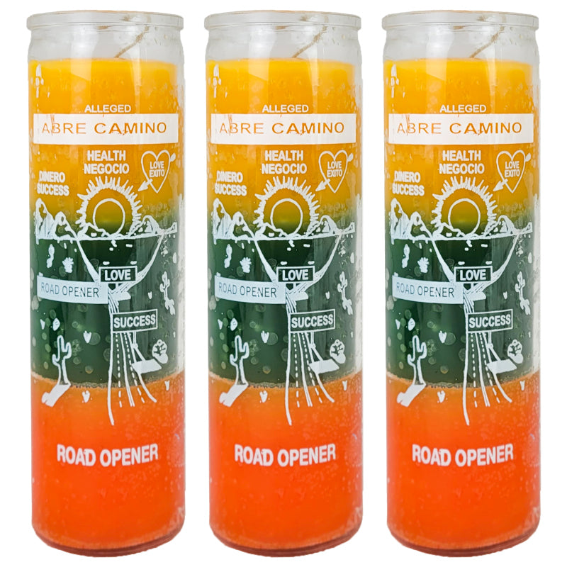 7 Day Candle, Road Opener (Gold/Green/Orange)