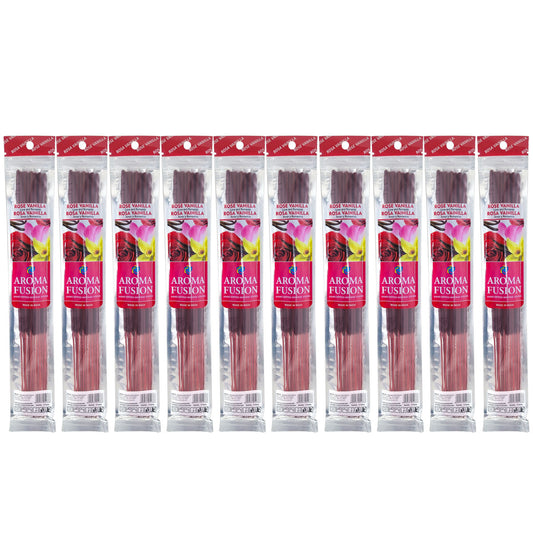 10-Packs Aroma Fusion 11" Incense Sticks, Rose Vanilla Scent