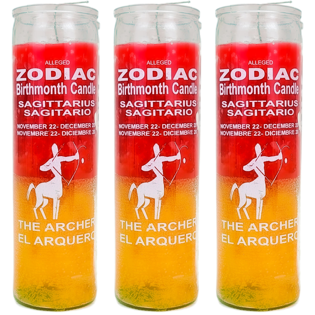 7 Day Candle, Zodiac Sagittarius (Red/Gold)