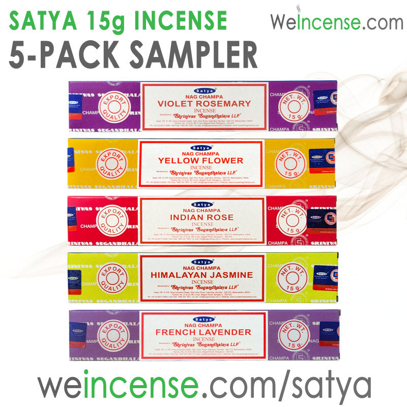 Satya 15g Incense 5-PACK SAMPLER #3 "Flowers"