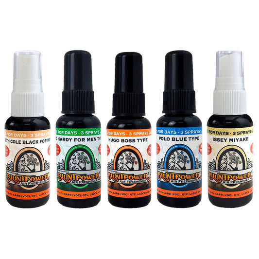 Blunt Power Spray 1.5 OZ Air Fresheners 5-PACK SAMPLER #4 "Dude Fragrances"