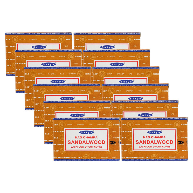 Sandalwood Backflow Dhoop Incense Cones, Box of 10 Cones, by Satya