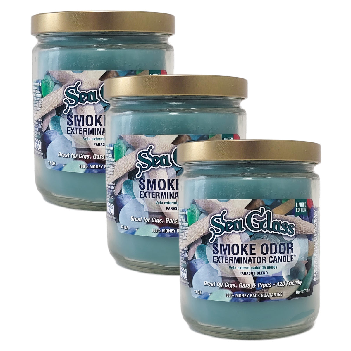 Sea Glass 4" Odor Exterminator Glass Jar Candle 13oz