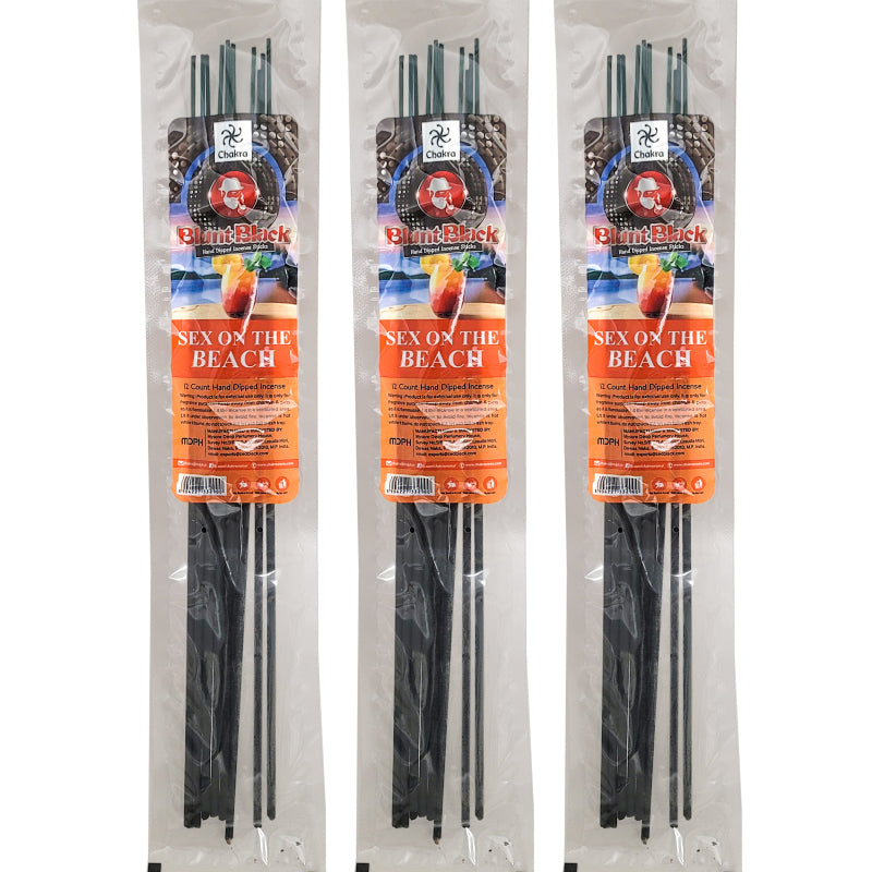 Sex On The Beach Scent 10.5" Blunt Black Incense, 12-Stick Pack