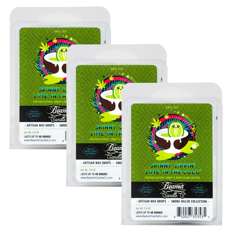 Skinny Dippin Lime In The Coco Scent, Wax Drop Melts Odor & Smoke Killer, by Beamer Candle Co