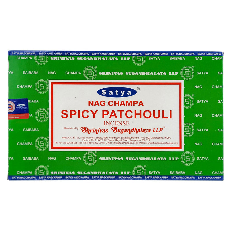 Satya Spicy Patchouli Scent Incense Sticks, 15g Pack
