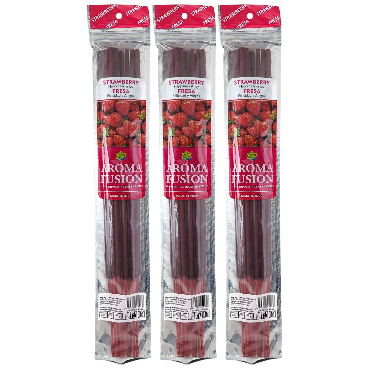 Strawberry Scent Aroma Fusion 19" Jumbo Incense, 10-Stick Pack