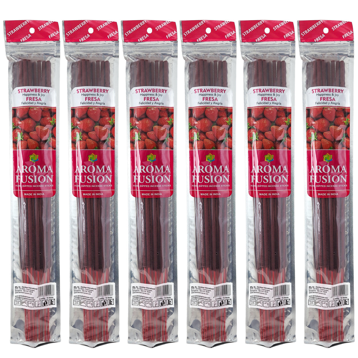 Strawberry Scent Aroma Fusion 19" Jumbo Incense, 10-Stick Pack