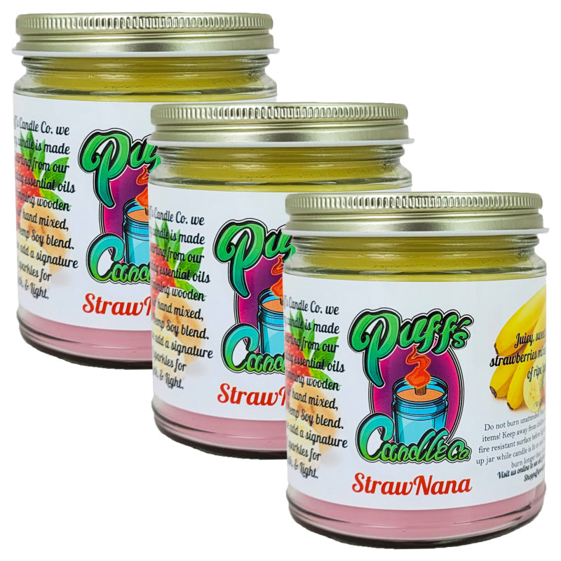 StrawNana Scent 9oz No Pendy Jar Candle, Puff's Candle Co