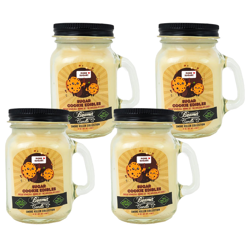 MINI 3" Sugar Cookie Edibles Jar Candle, 4oz Odor & Smoke Killer, by Beamer Candle Co