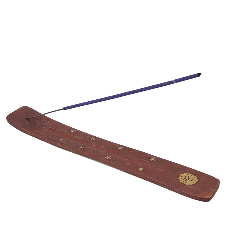 10" Wood Incense Burner & Ash Catcher, Sun Design (Style B)