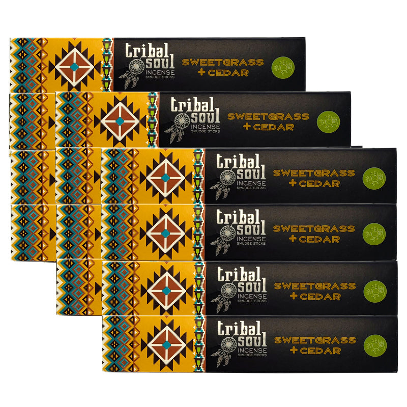 Sweetgrass + Cedar 15g 8" Incense Pack, by Tribal Soul