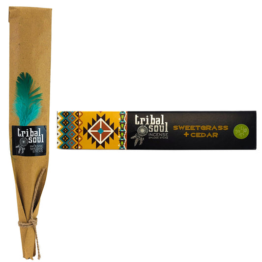 Sweetgrass + Cedar 15g 8" Incense Pack, by Tribal Soul