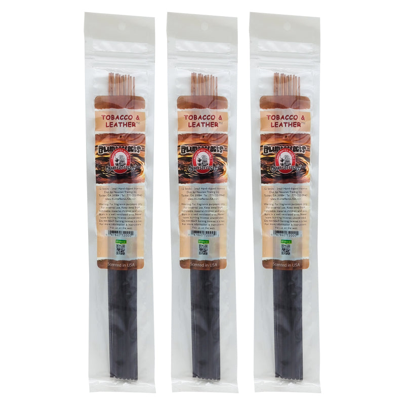 10.5" BluntEffects Incense Fragrance Wands, 12-Pack Tobacco & Leather