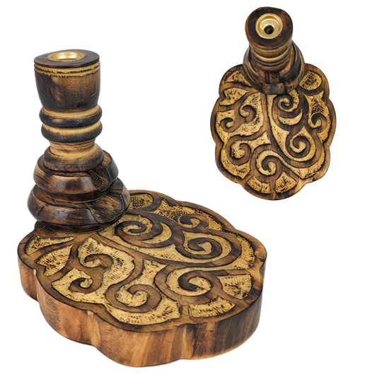 Tree of Life Design 5" Wooden Incense Backflow Cone Burner