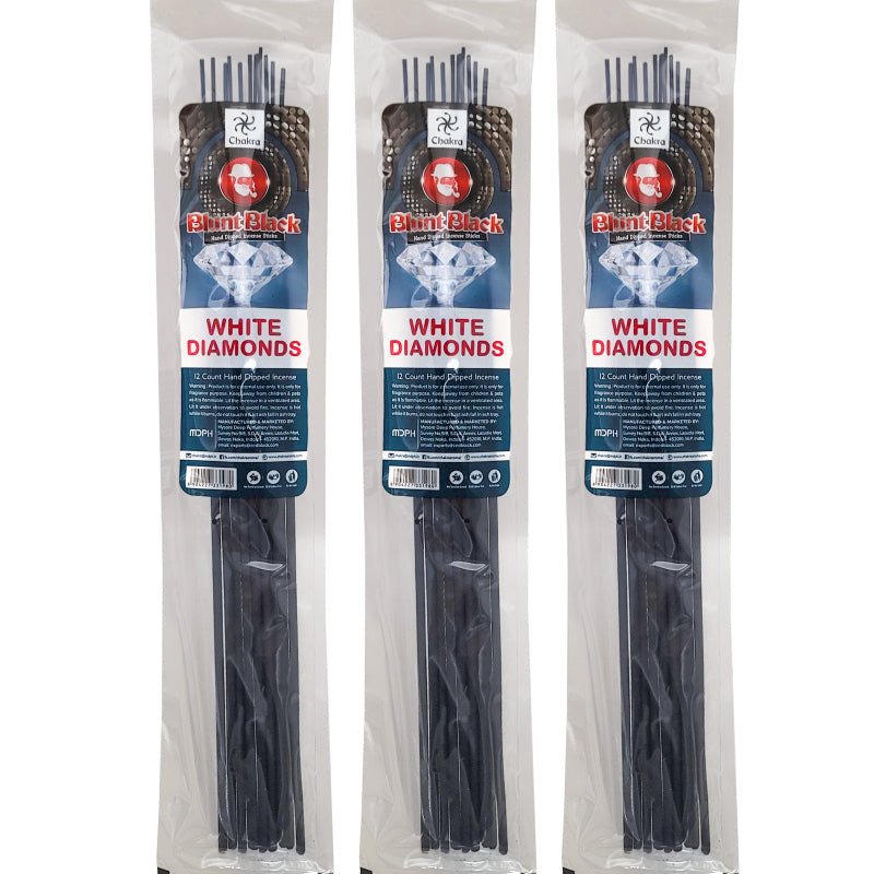 White Diamonds TYPE Scent 10.5" Blunt Black Incense, 12-Stick Pack