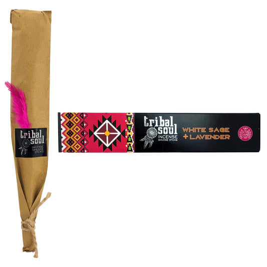 White Sage + Lavender 15g 8" Incense Pack, by Tribal Soul