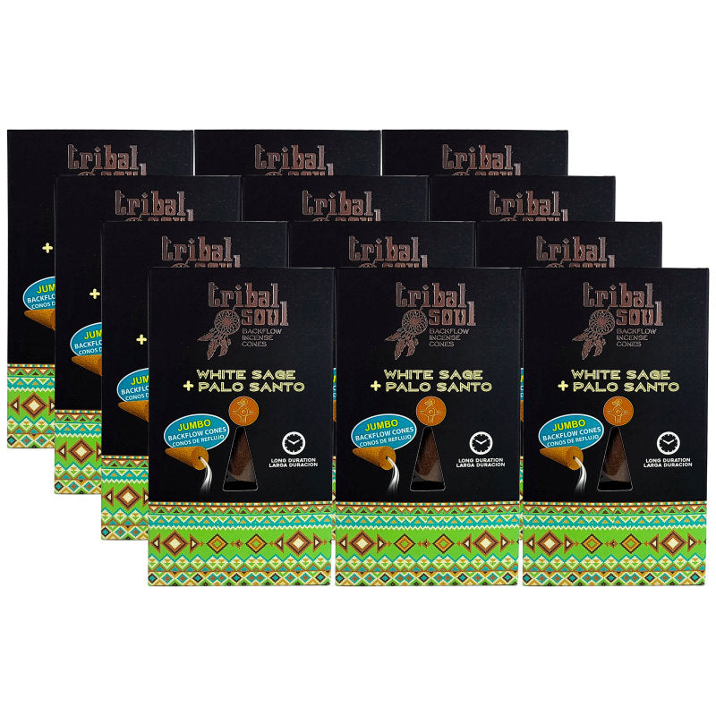 Tribal Soul Jumbo Backflow Incense Cones, White Sage + Palo Santo 10ct Pack