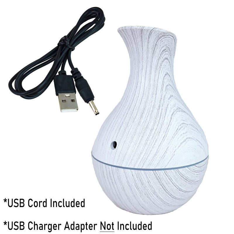 6" Plastic Mini Atomization Humidifier Diffuser, White Wood Design