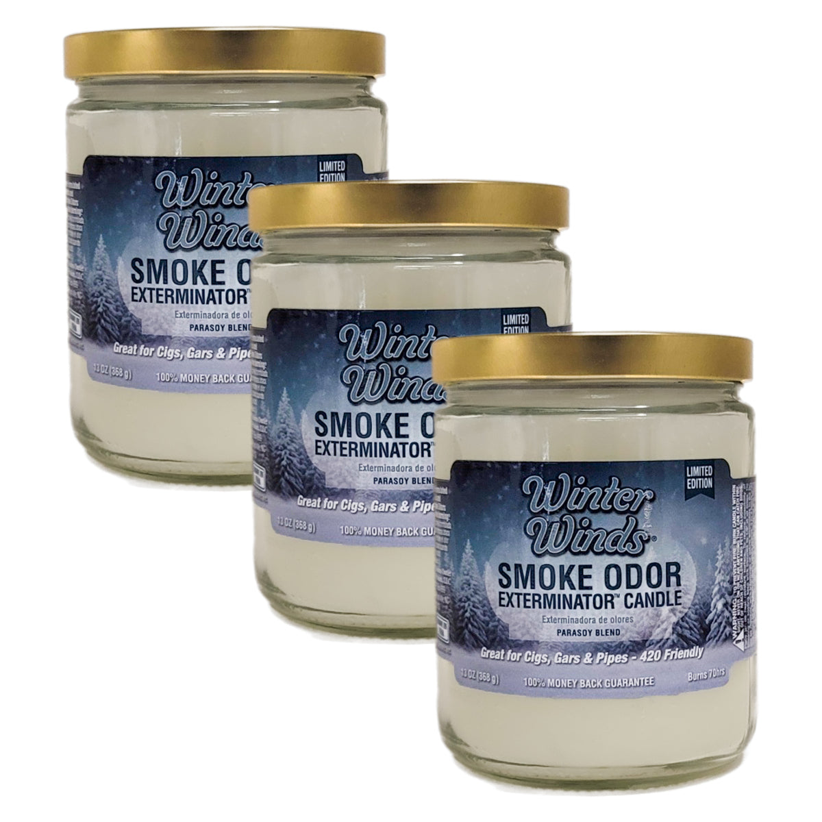 Winter Winds 4" Odor Exterminator Glass Jar Candle 13oz