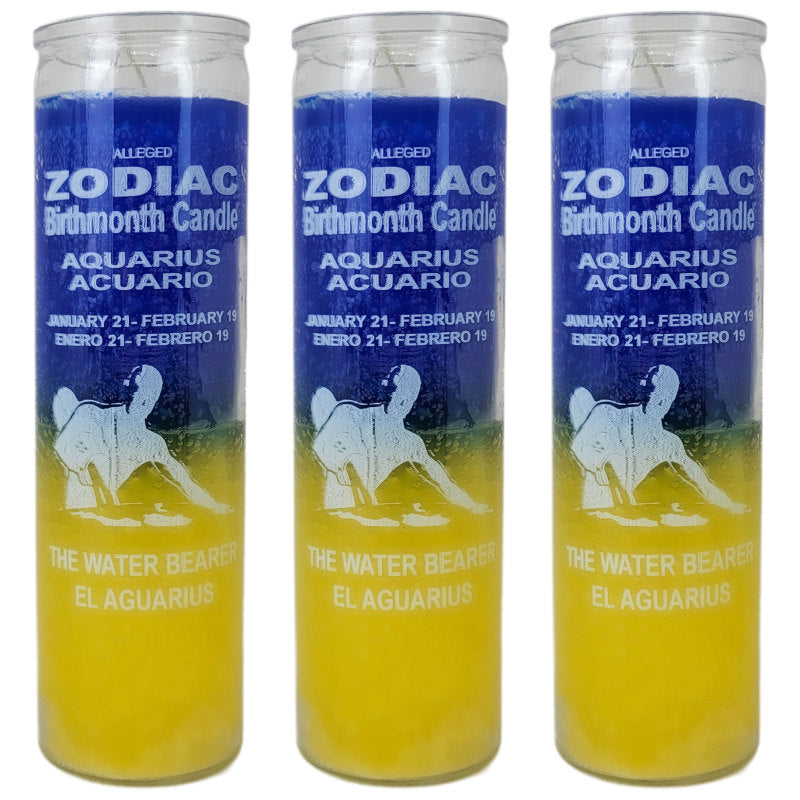7 Day Candle, Zodiac Aquarius (Blue/Yellow)