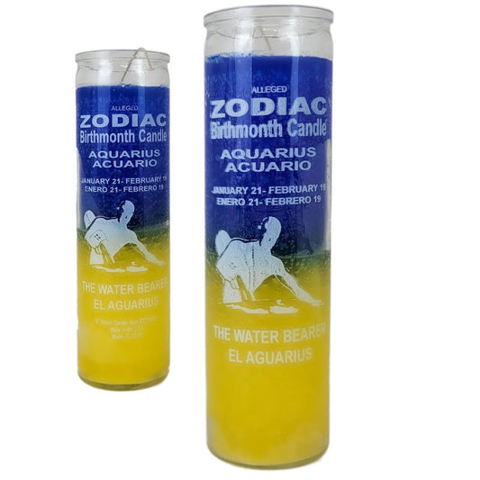 7 Day Candle, Zodiac Aquarius (Blue/Yellow)