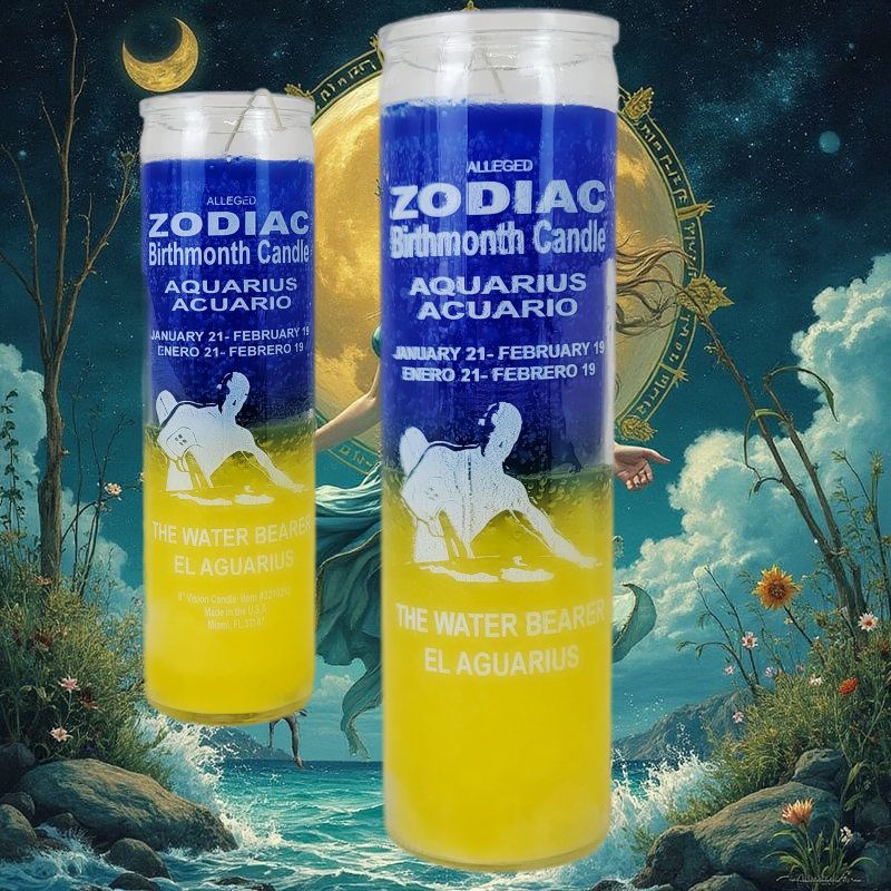 7 Day Candle, Zodiac Aquarius (Blue/Yellow)