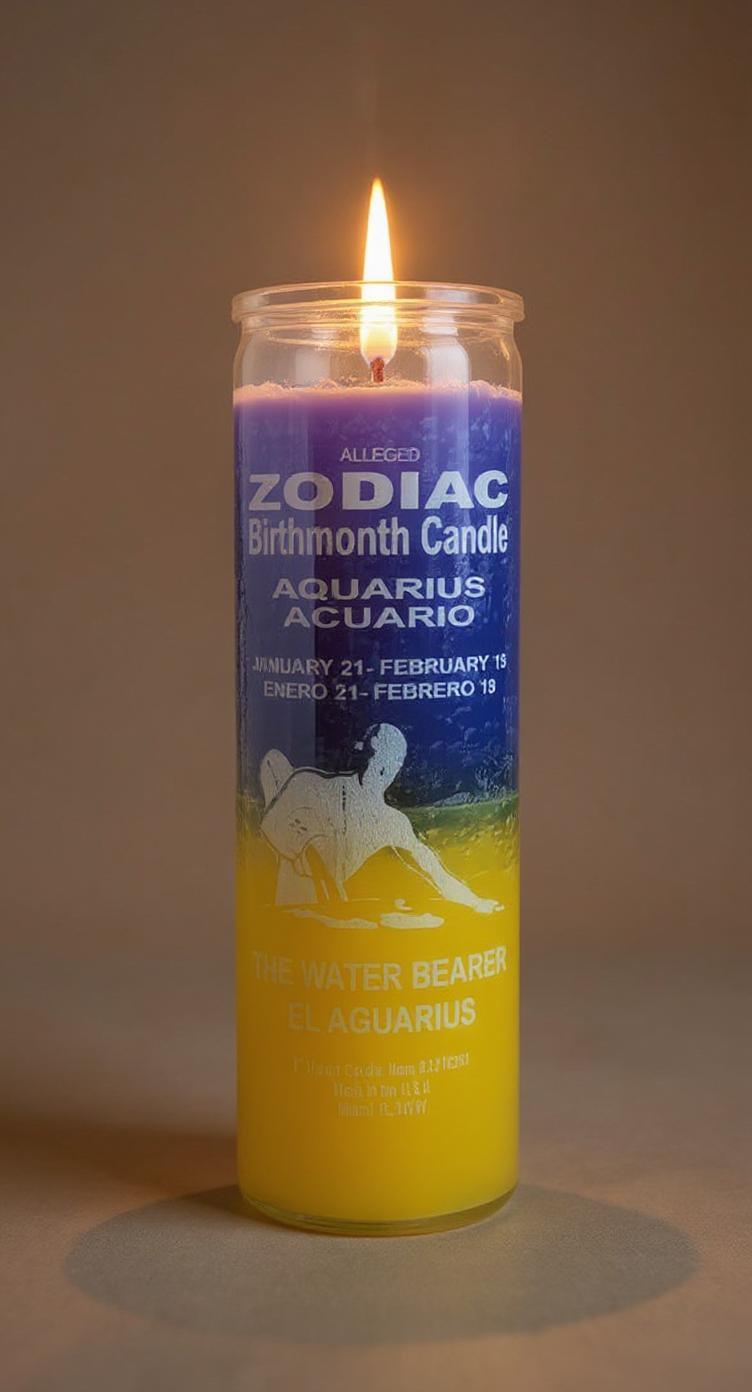 7 Day Candle, Zodiac Aquarius (Blue/Yellow)