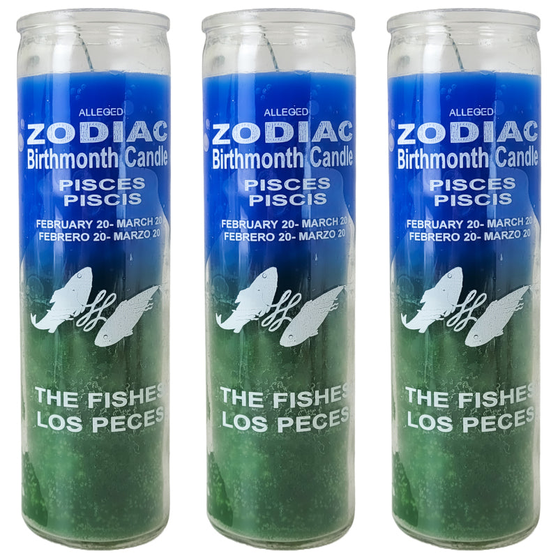 7 Day Candle, Zodiac Pisces (Blue/Green)
