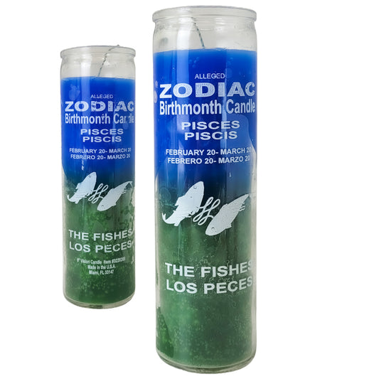 7 Day Candle, Zodiac Pisces (Blue/Green)