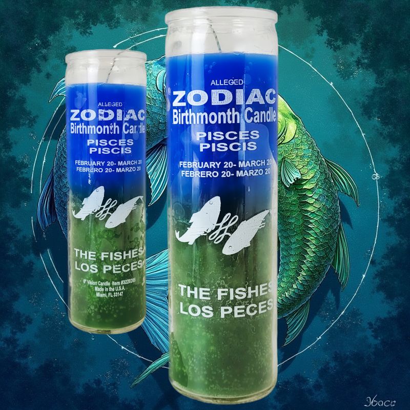 7 Day Candle, Zodiac Pisces (Blue/Green)