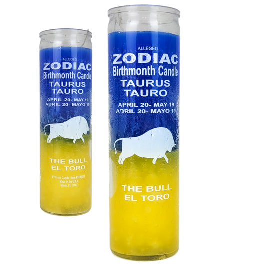 7 Day Candle, Zodiac Taurus (Blue/Yellow)