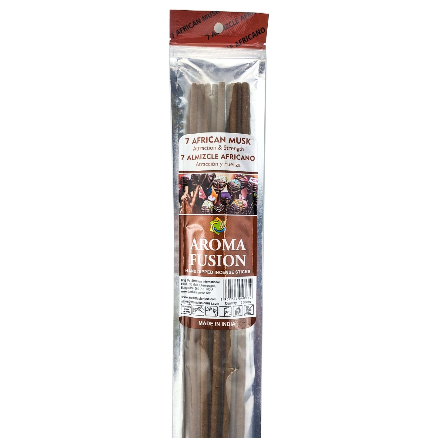 7 African Musk Scent Aroma Fusion 19" Jumbo Incense, 10-Stick Pack
