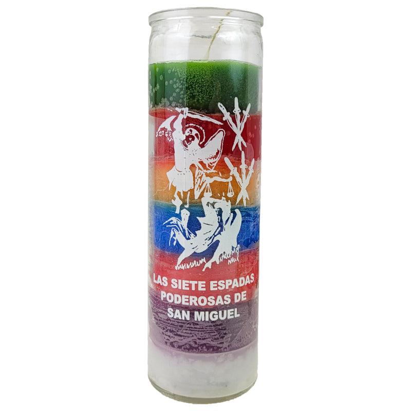 7 Day Candle, 7 Powerful Swords of St. Michael (7 Color)