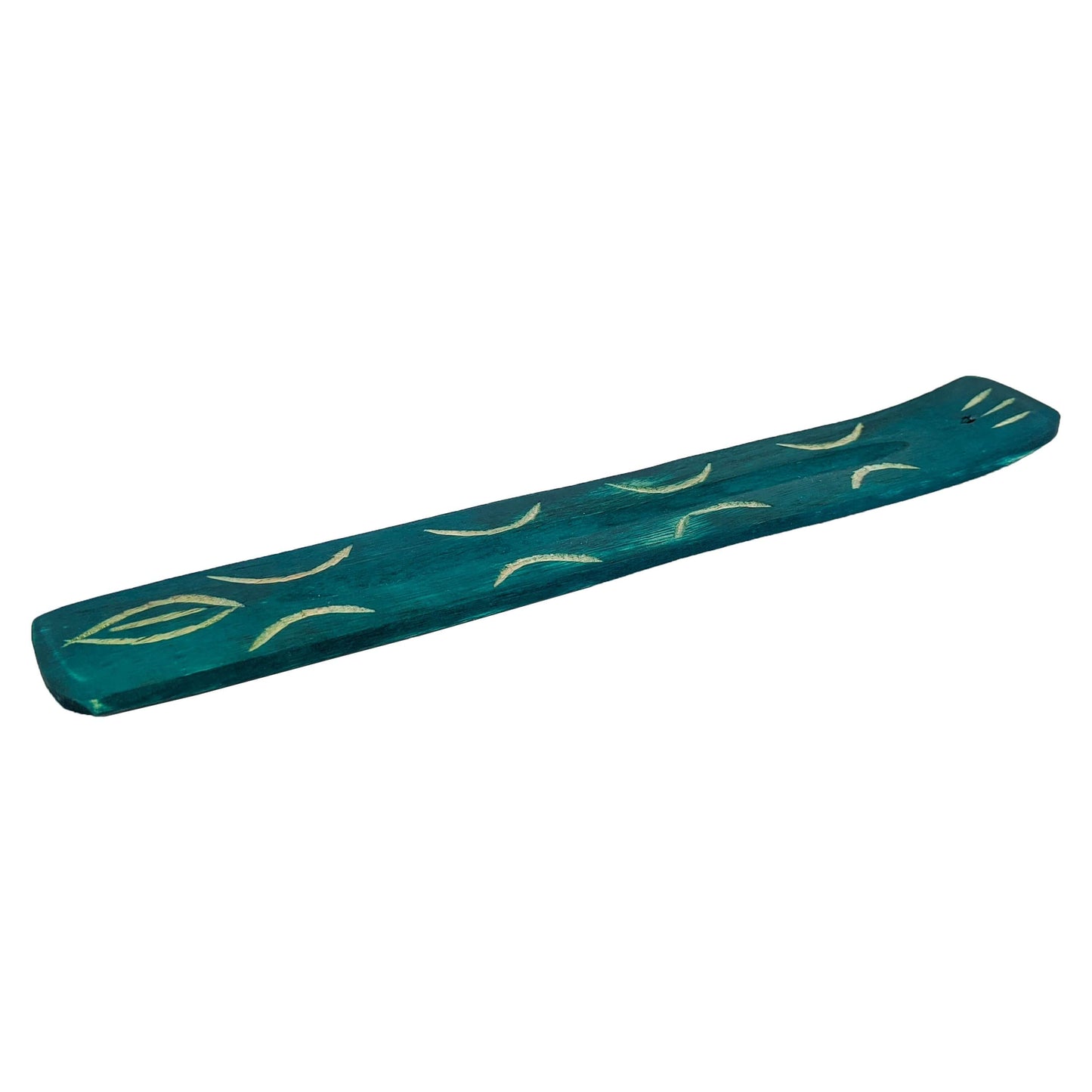 10" Wood Incense Burner & Ash Catcher, Blue Green