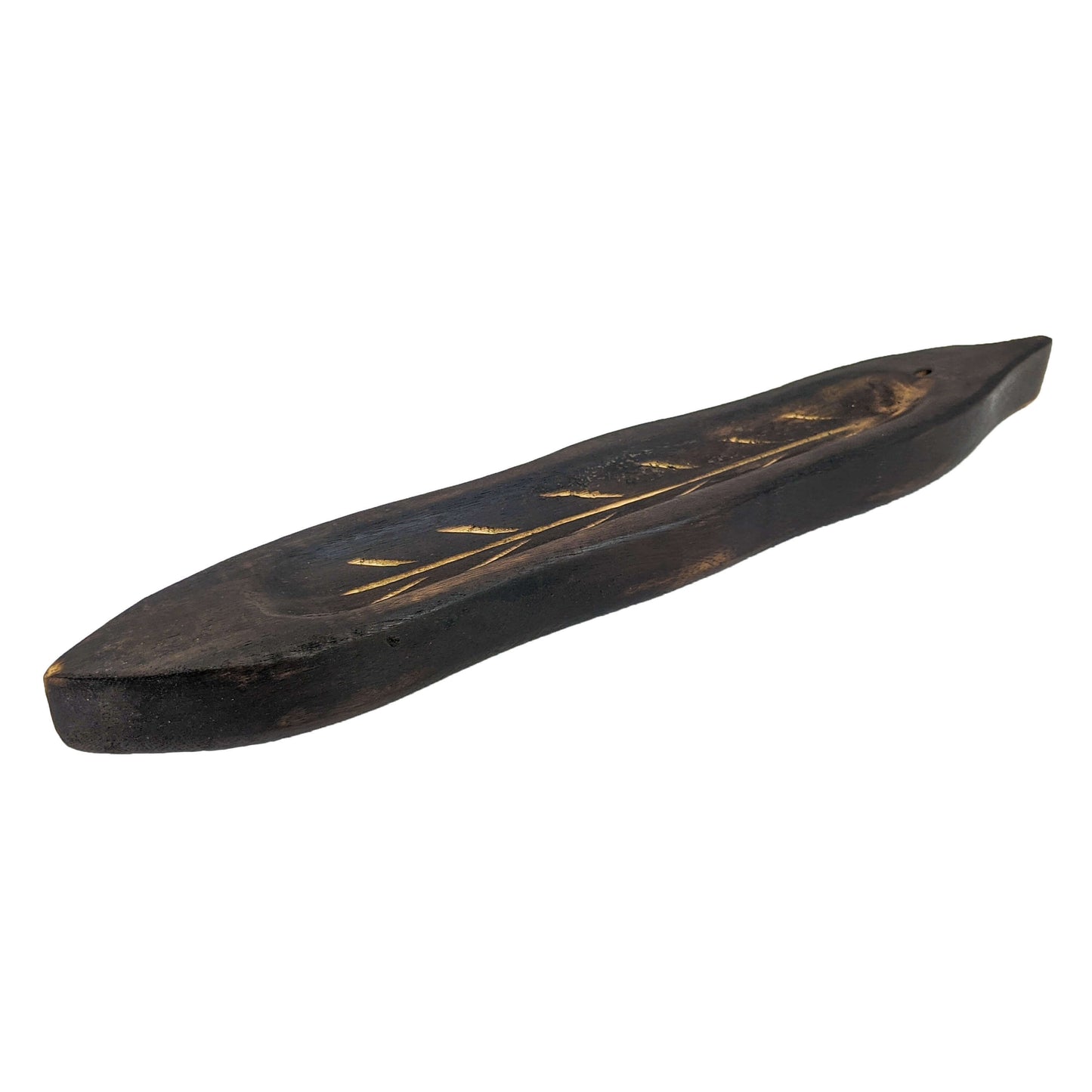 10" Wooden Leaf Incense Burner & Ash Catcher