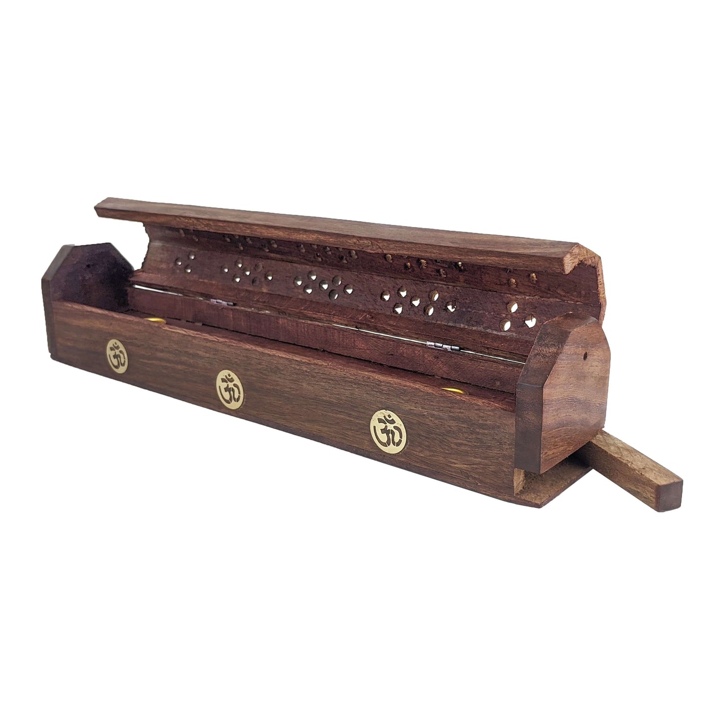 Carved Incense Holder Box with Storage, Symbol Design